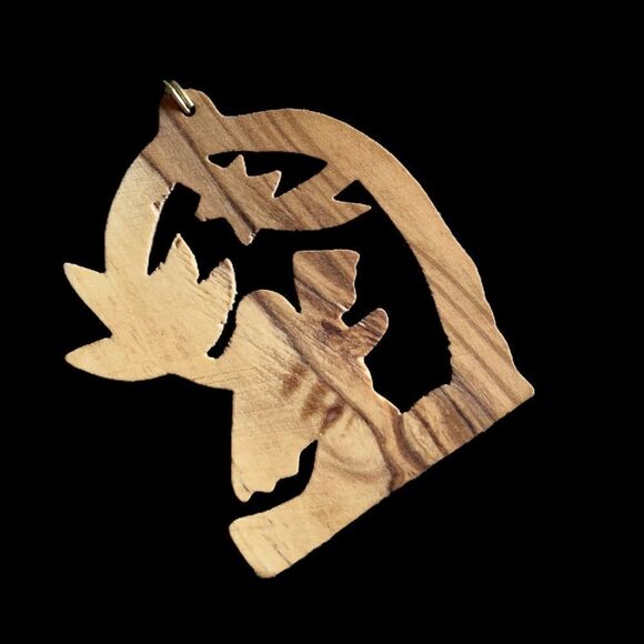 Hand Crafted Olive Wood Christmas Ornament Praying Angel - Picture 1 of 6